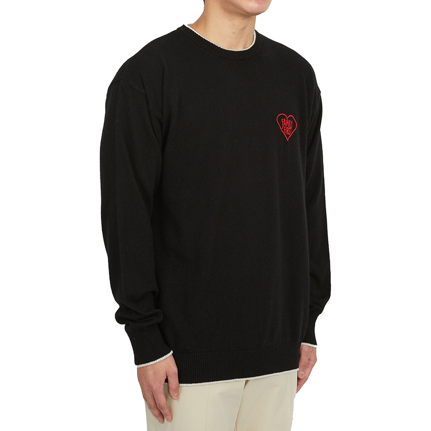 Family First Sweatshirt With Heart Embroidery In Black