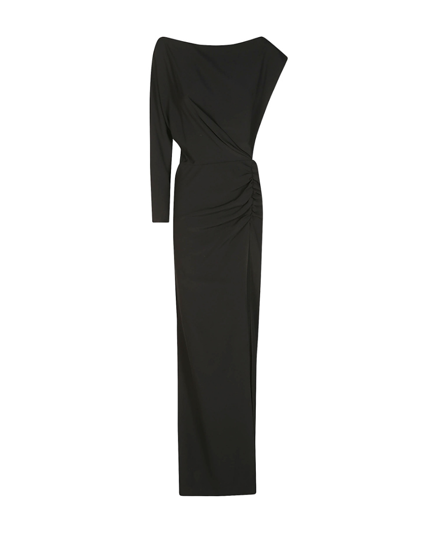 Red Valentino One-word Shoulder Asymmetrical Design Dress In Black