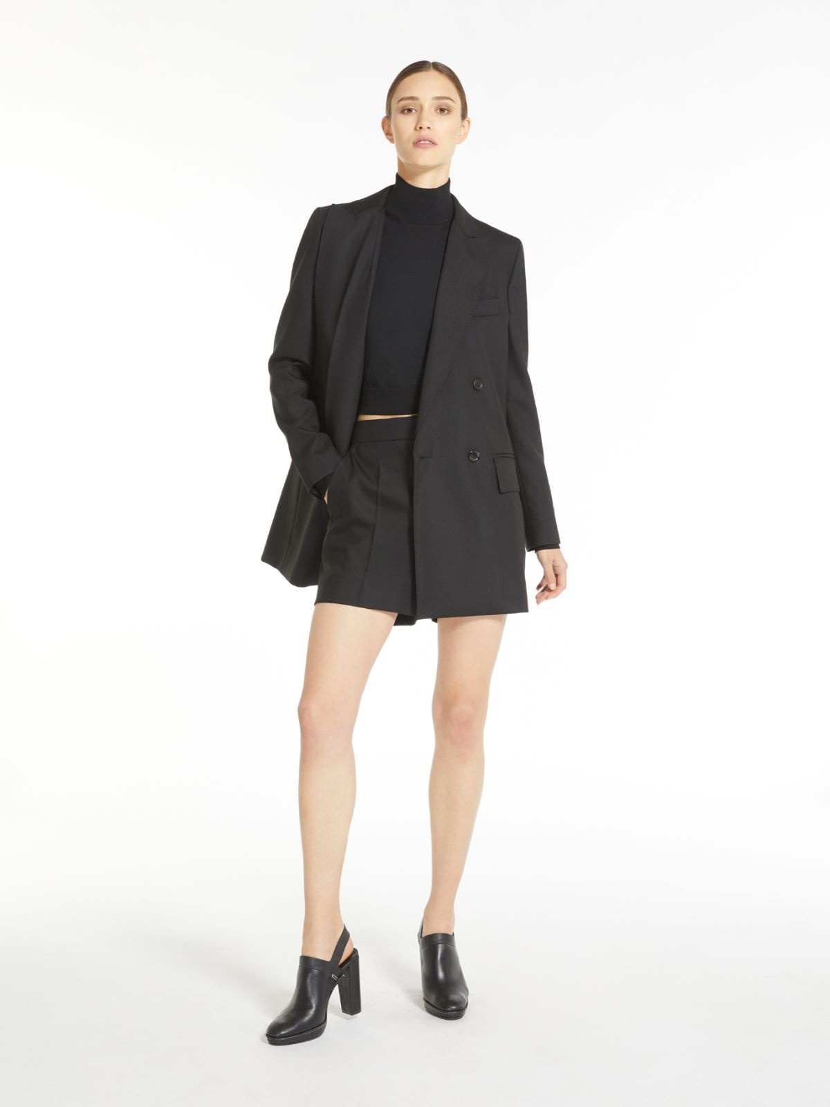 Shop Max Mara Double-breasted Wool Blazer In Black