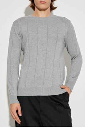 Eleventy Vertical-ribbed Cotton Sweater In Gray