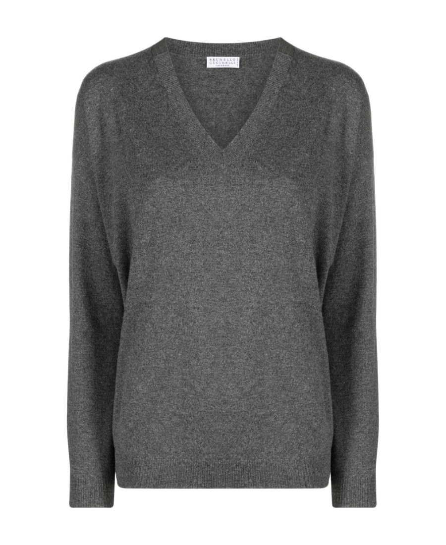 Brunello Cucinelli V-neck Cashmere Sweater In Black