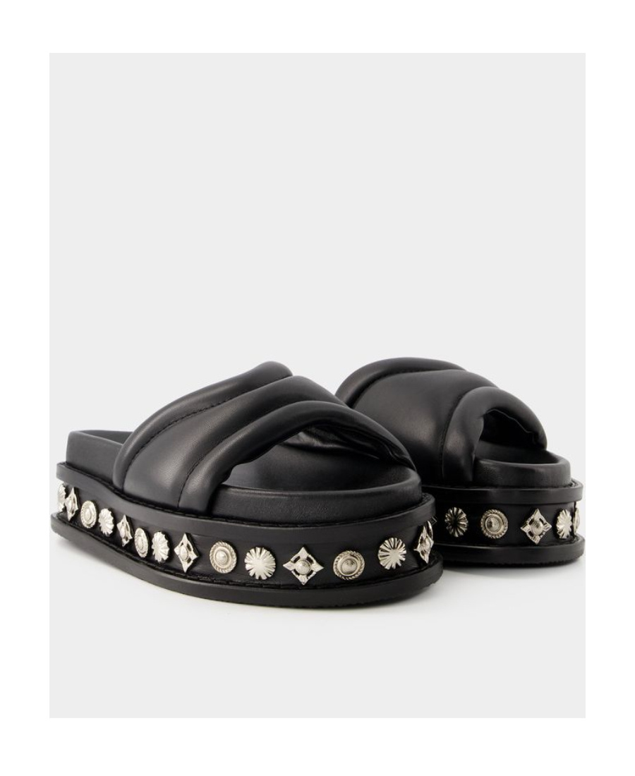 Shop Toga Pulla Studded Padded Sandals In Black