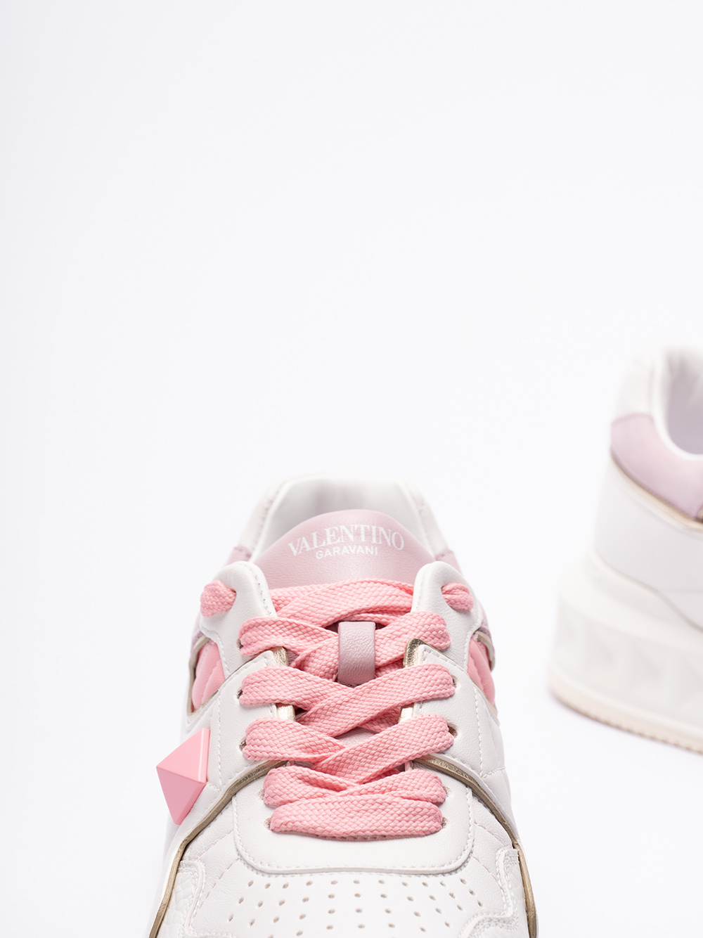 Valentino Low-cut Lace-up Sneakers In White