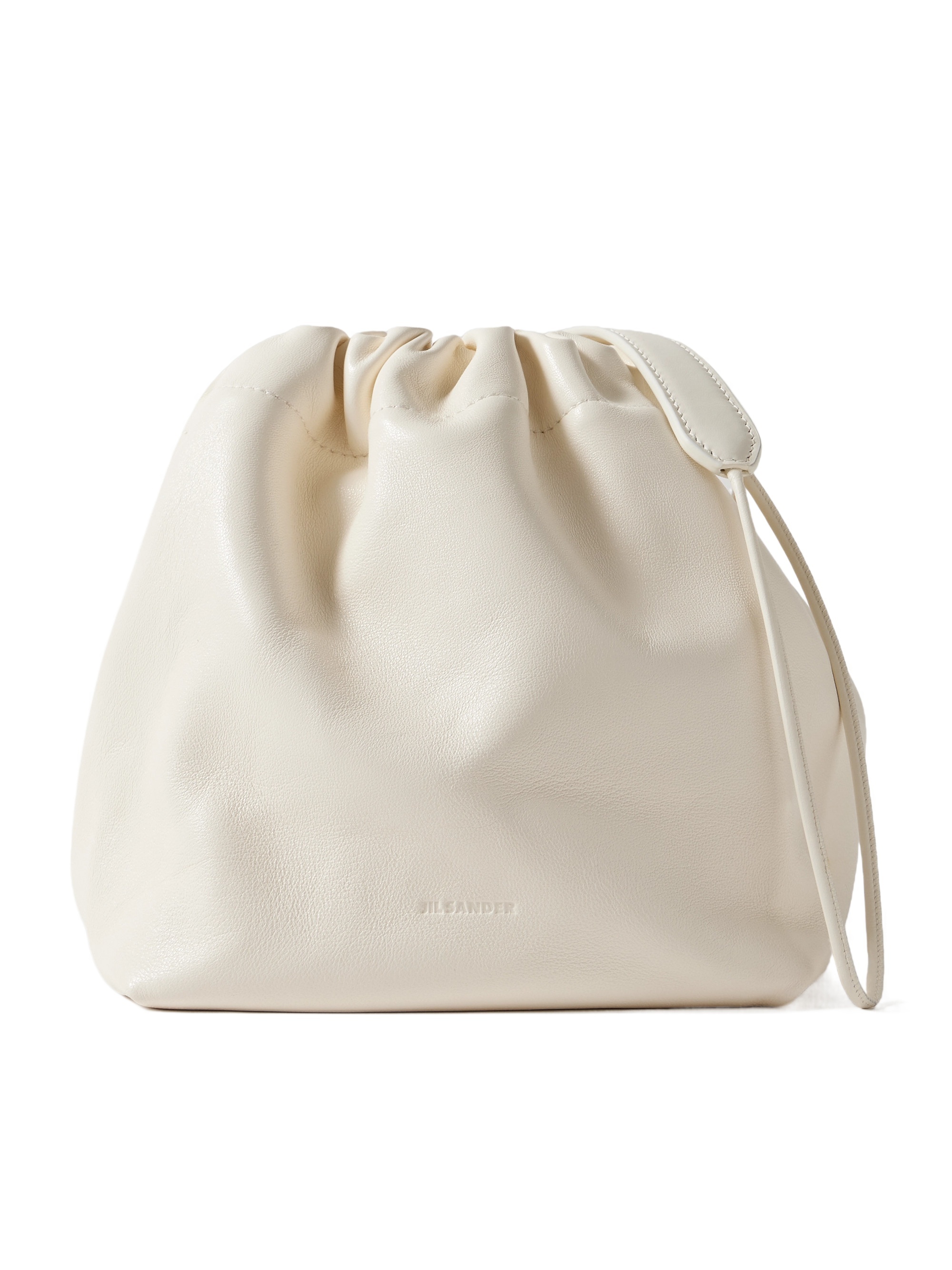 Jil Sander Dumpling Leather Shoulder Bag In White