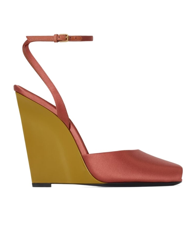 Saint Laurent Zeppe La Scandale In Satin Rust Color Women In Brown