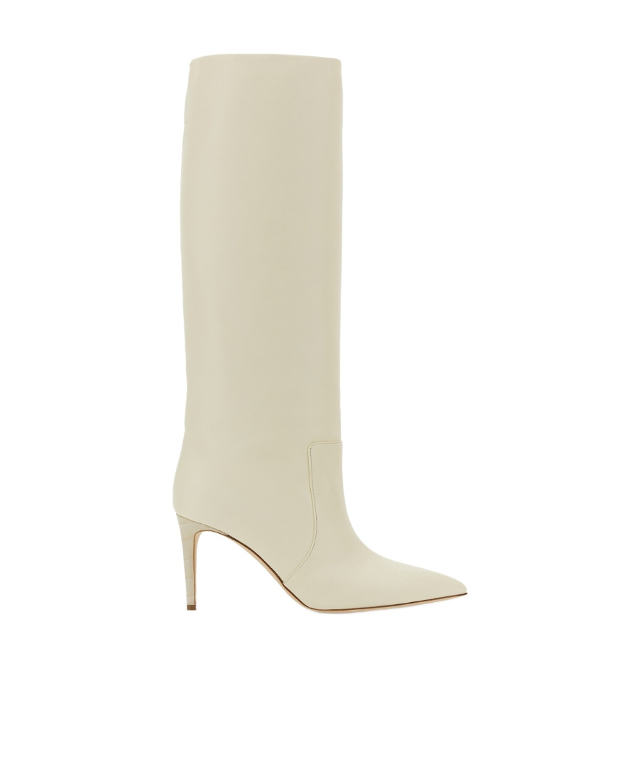 Paris Texas Pointed Toe Stiletto Heel Knee Length Boots In Nude