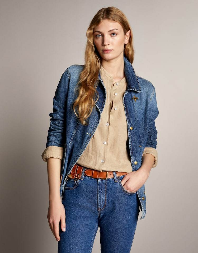 Fay 3 Denim Hooks With Suede Details In Blue
