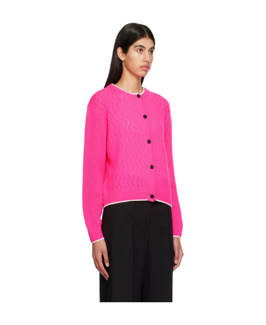 Msgm Logo Knitted Cardigan In Pink