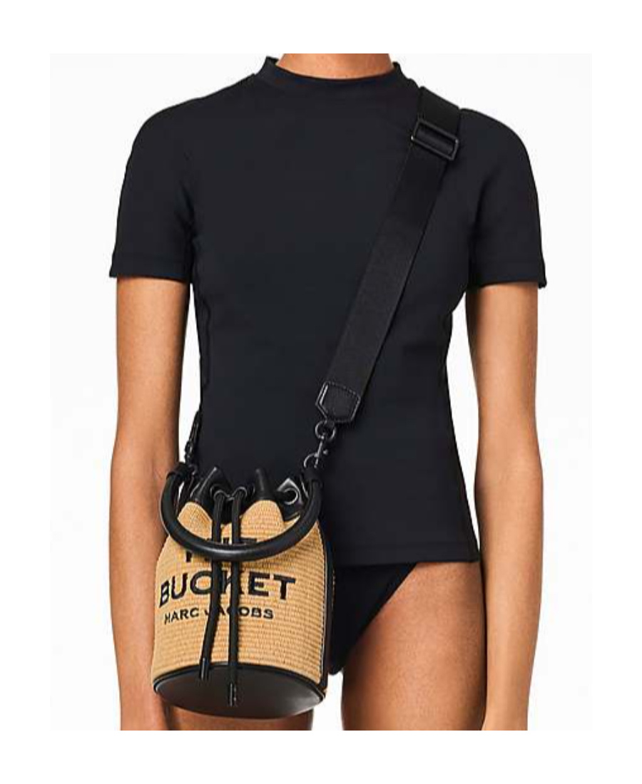 Marc Jacobs The Bucket Raffia Effect Bag In Black