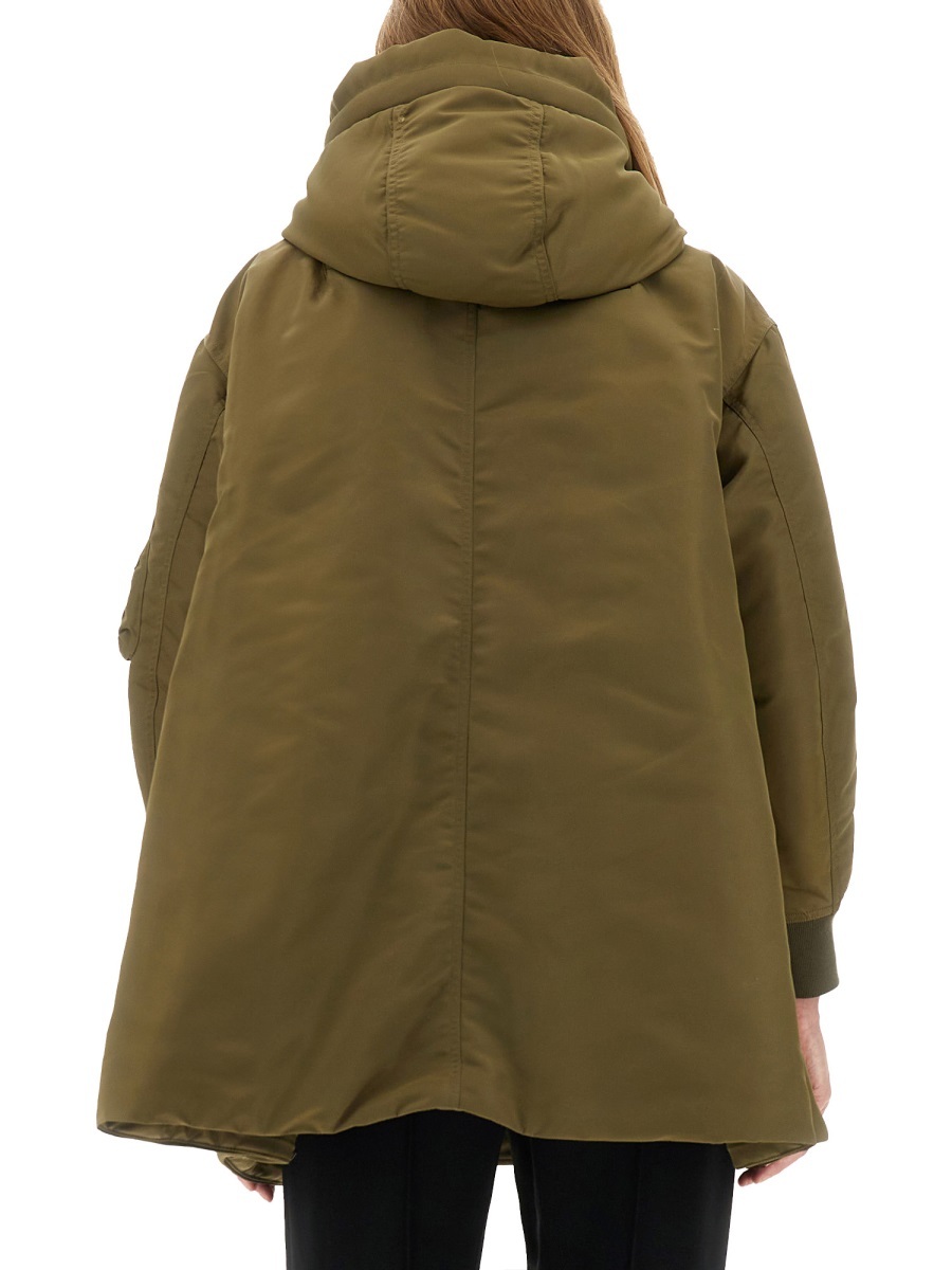 Aspesi Long Hooded Padded Coat Pockets In Green