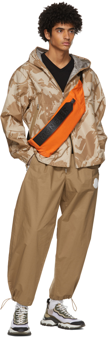 Moncler Camouflage-print Hooded Jacket In Nude