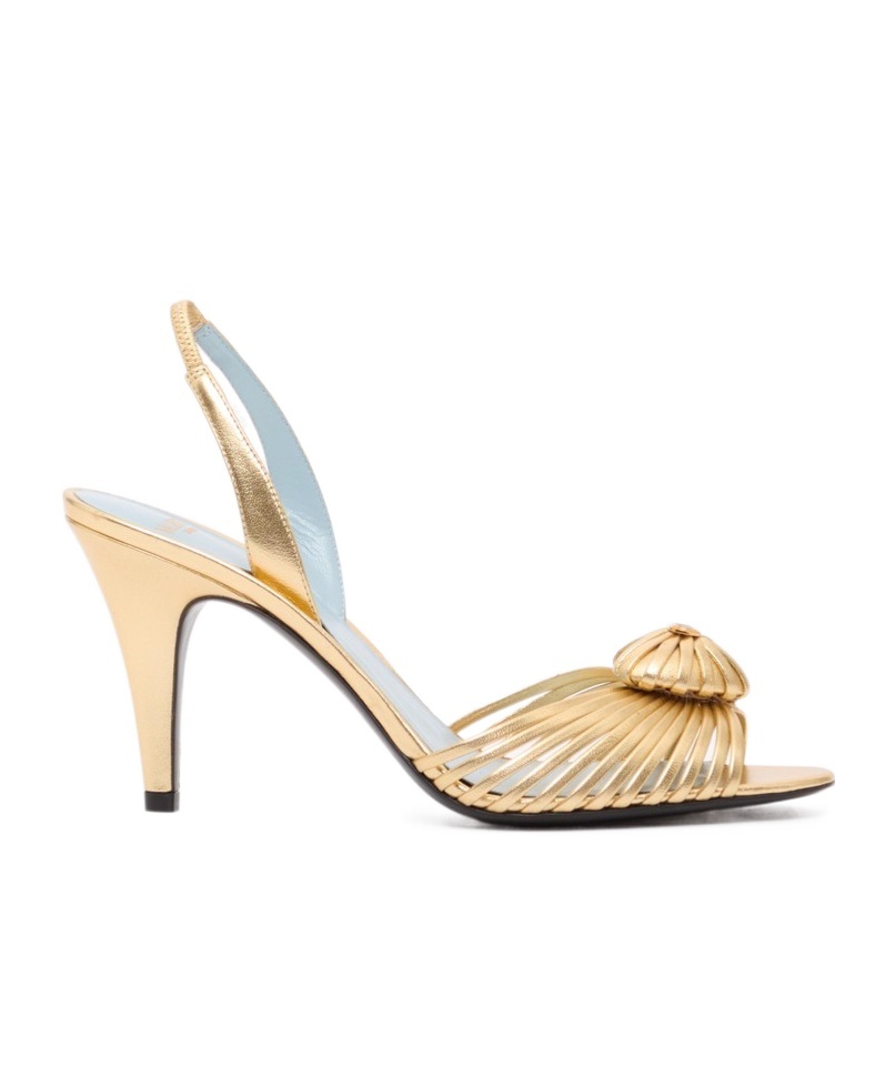Valentino Royal Heart 65 Leather Slingback Sandal In Gold