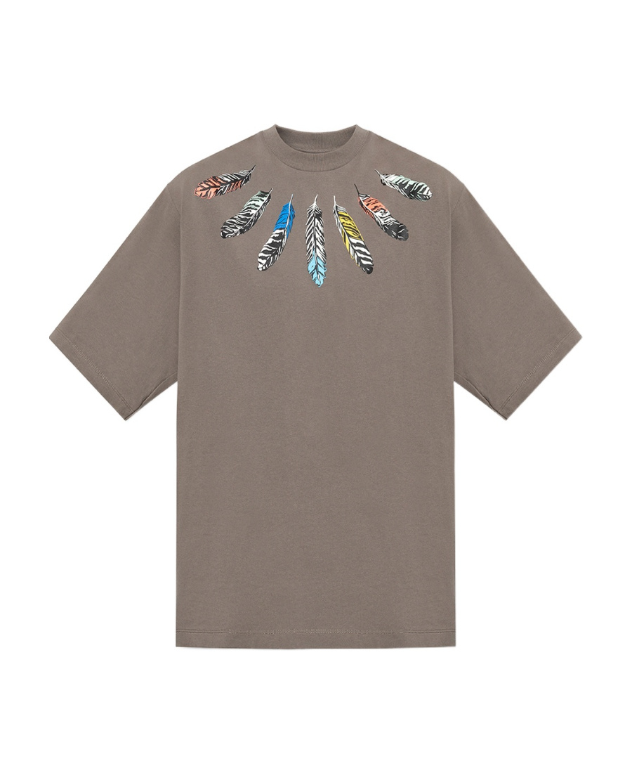 Marcelo Burlon County Of Milan Feathers Detail T-shirt In Gray