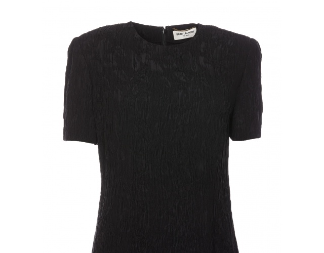 Saint Laurent Crewneck Short-sleeved Dress In Black