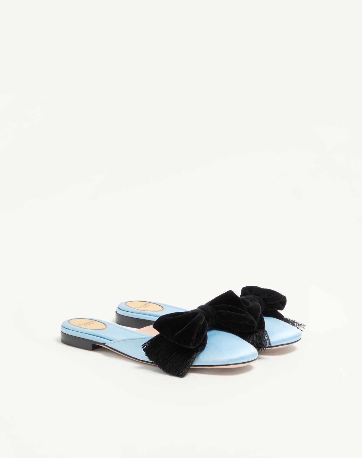 Valentino Reinette Satin Mule In Blue
