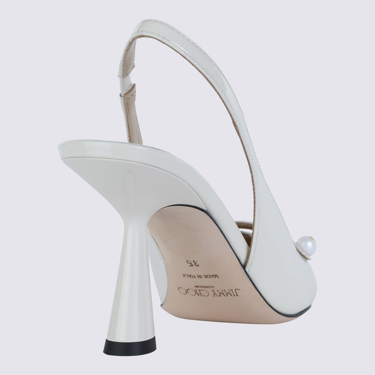 Jimmy Choo 85mm Pearl-embellished Slingback Pumps In White