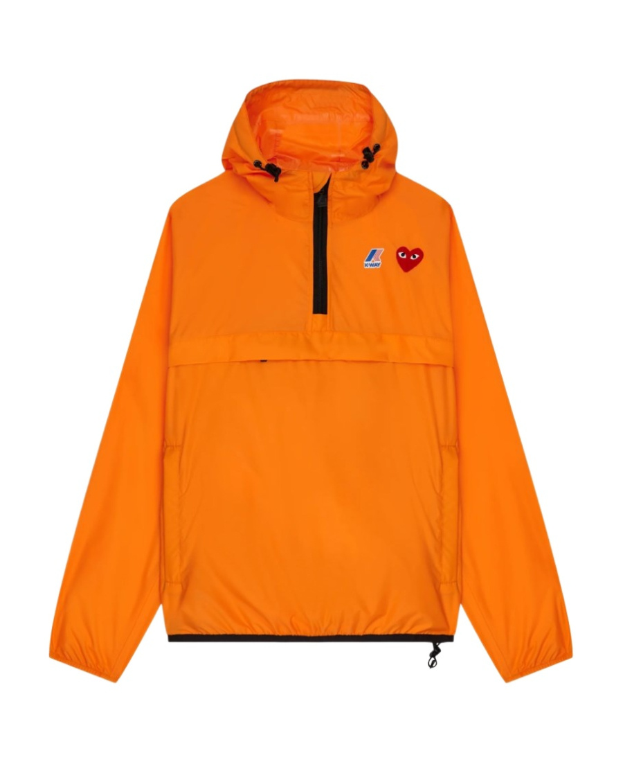 Comme Des Garçons Play X K-way Pullover Hooded Jacket In Orange