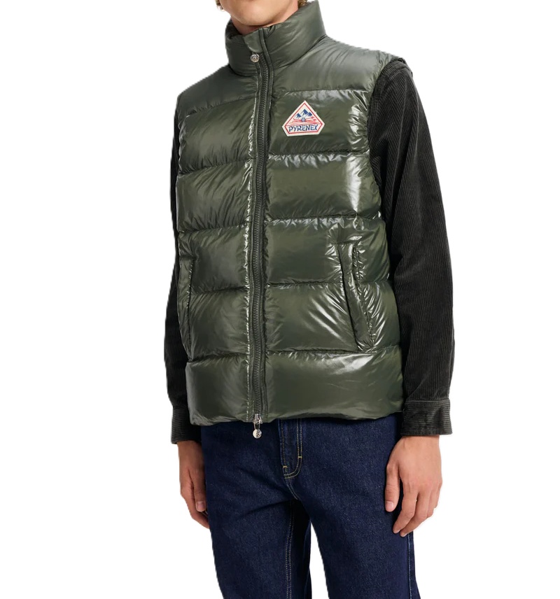 Pyrenex High Collar Sleeveless Puffer Jacket In Green