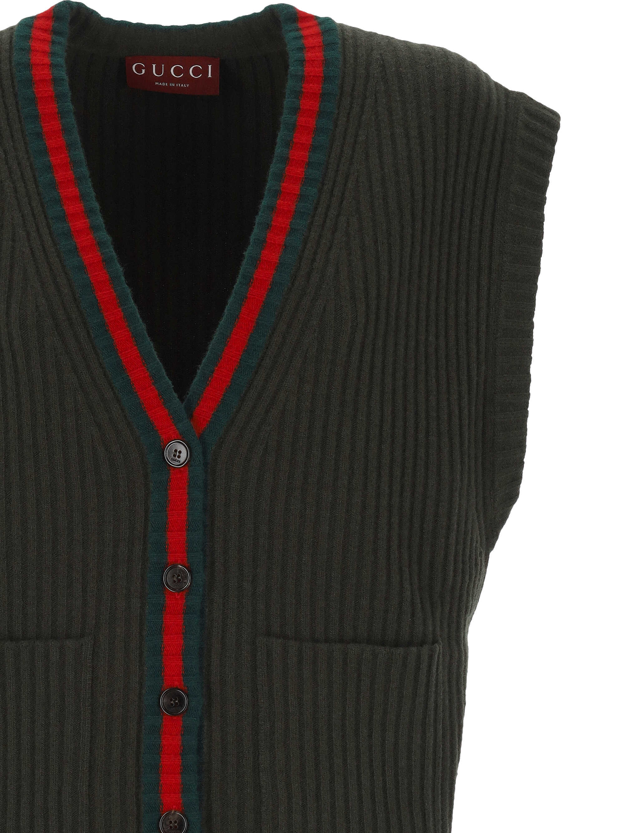 Gucci Sleeveless Vest Cardigan In Green