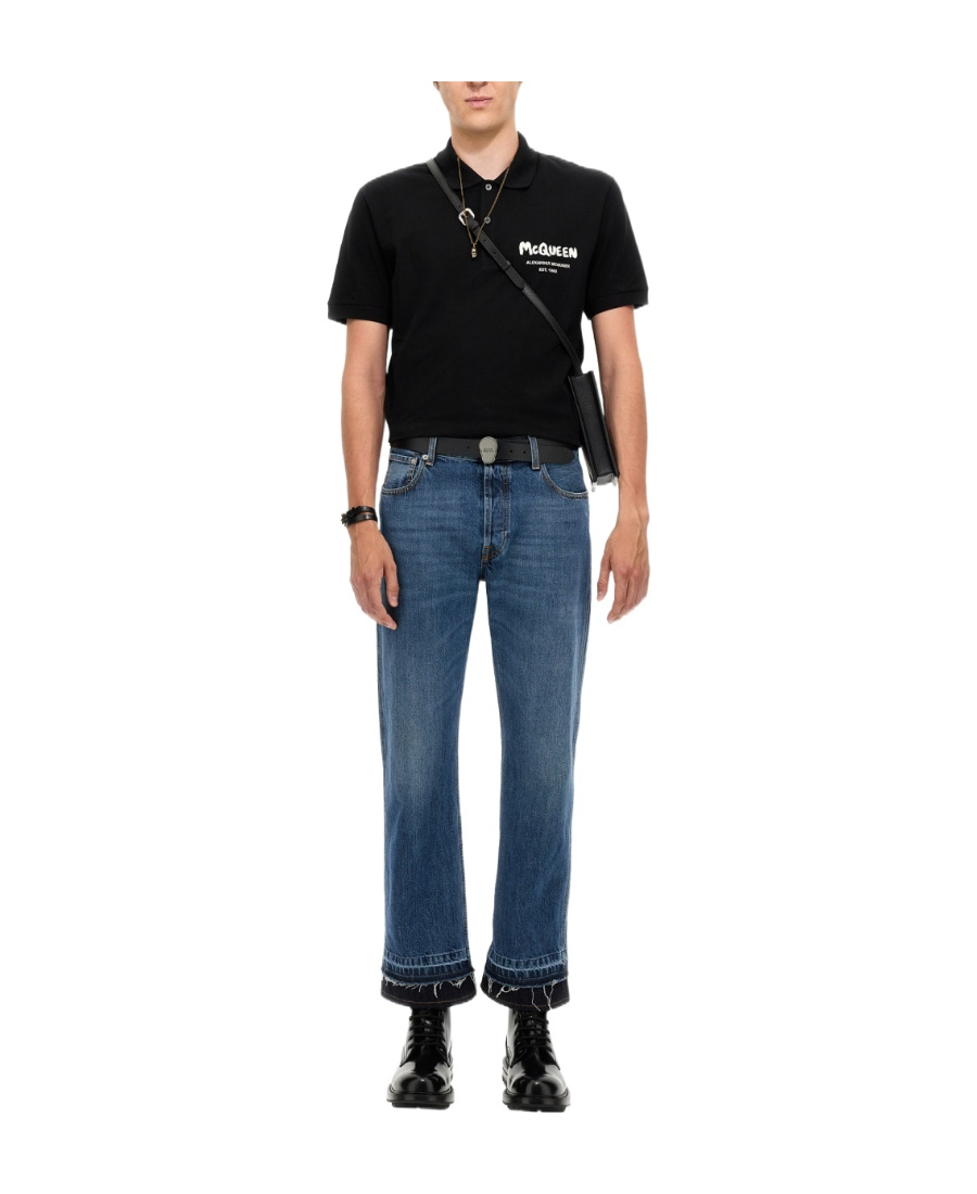 Alexander Mcqueen Straight-leg Cropped Jeans In Blue