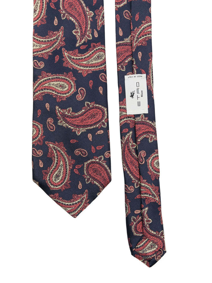 Etro , Paisley Silk Jacquard Tie, Man, Blue In Brown