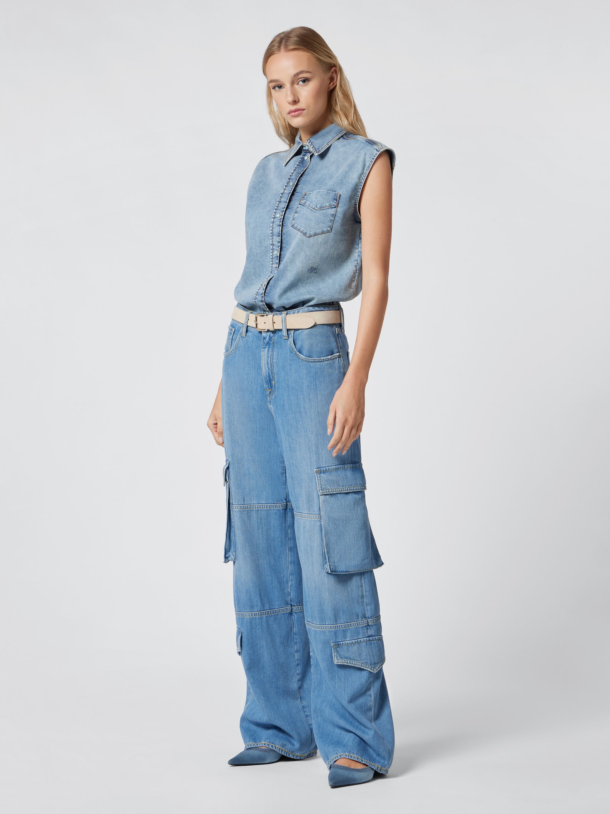 Jacob Cohen Light Blue Riri Relaxed Fit Cargo Jeans In Blue