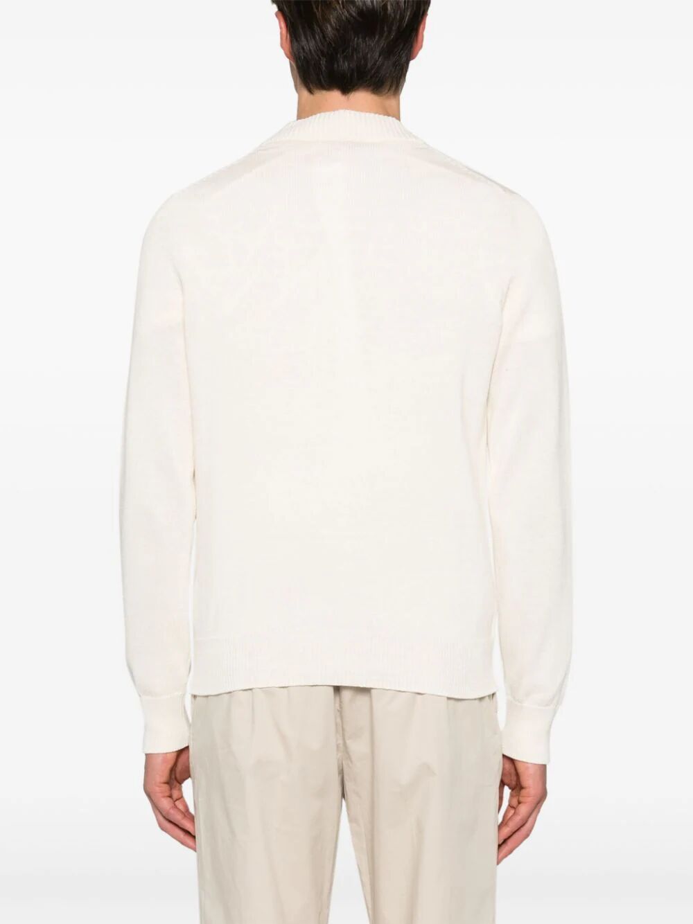 Zanone V-neck Knitwear Sweater Long Sleeves In White