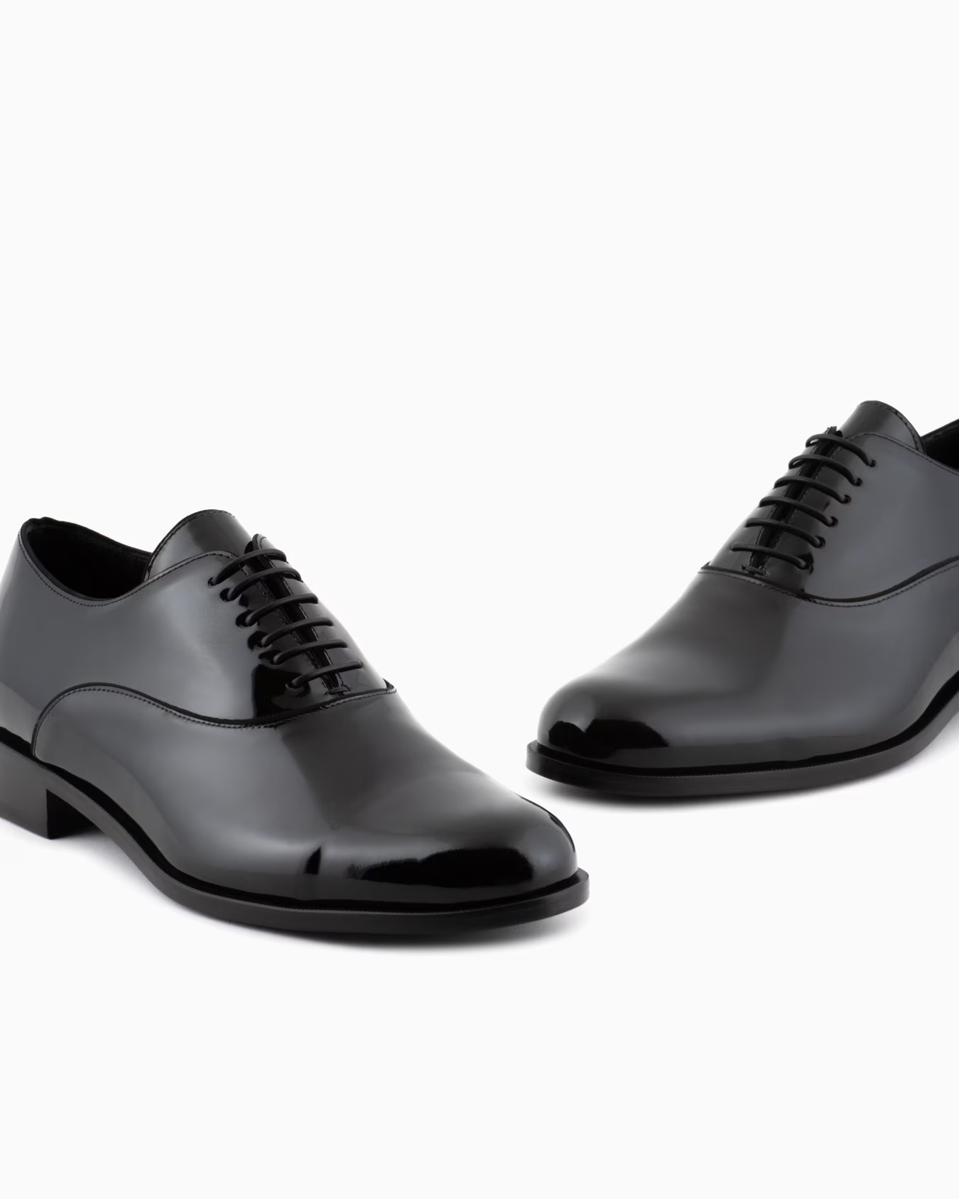 Giorgio Armani Patent-leather Lace-up Shoes In Black
