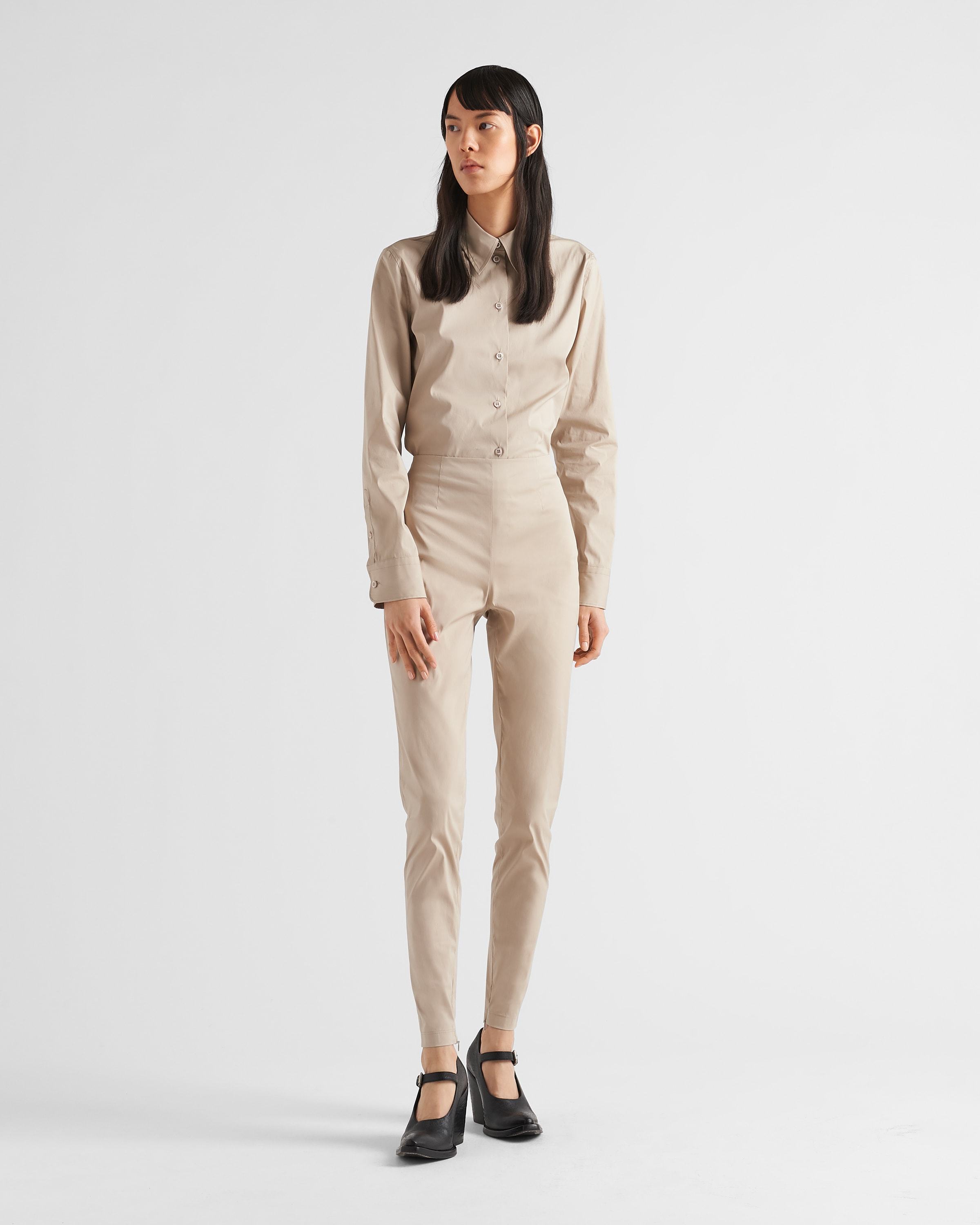 Prada Poplin Button Down Shirt In Nude