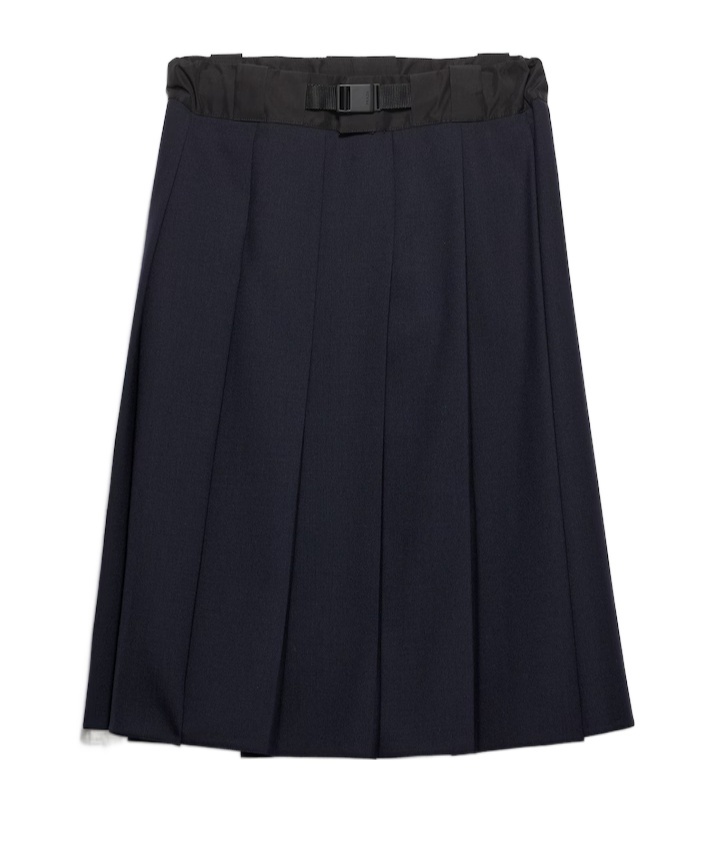 Prada Hopsack And Technical Fabric Midi-skirt In Brown