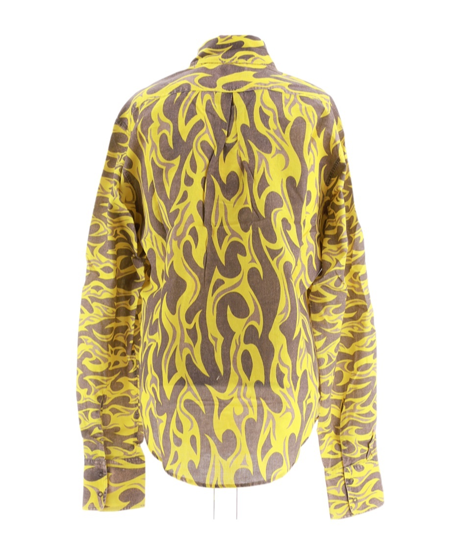 Erl Flame-print Canvas Shirt In Brown