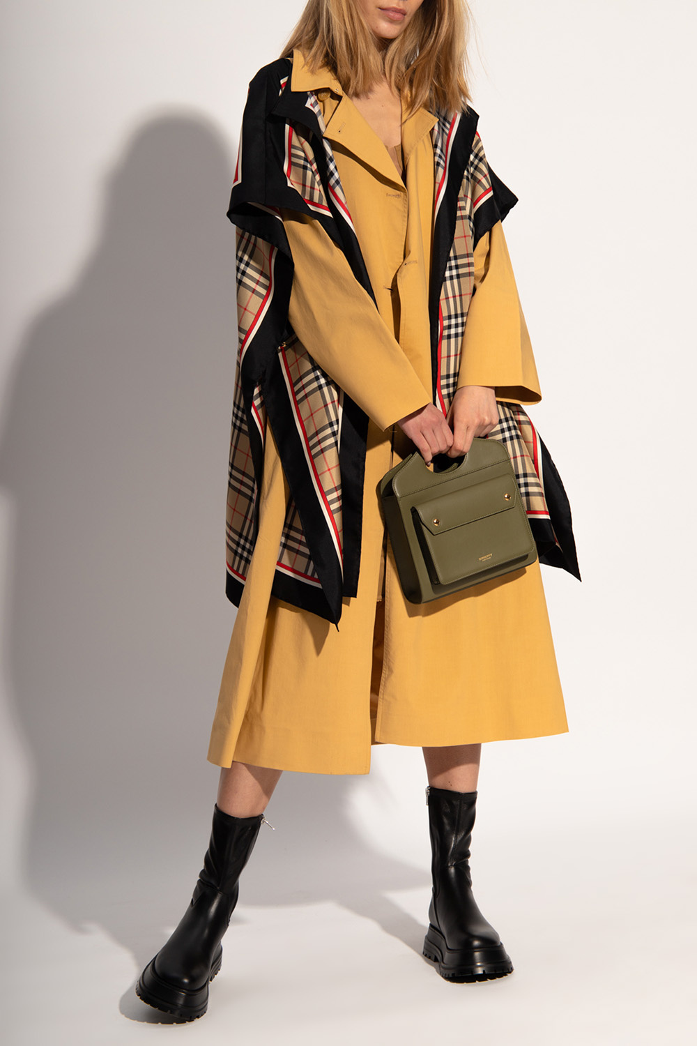 Burberry Vintage Check-print Silk Cape In Nude