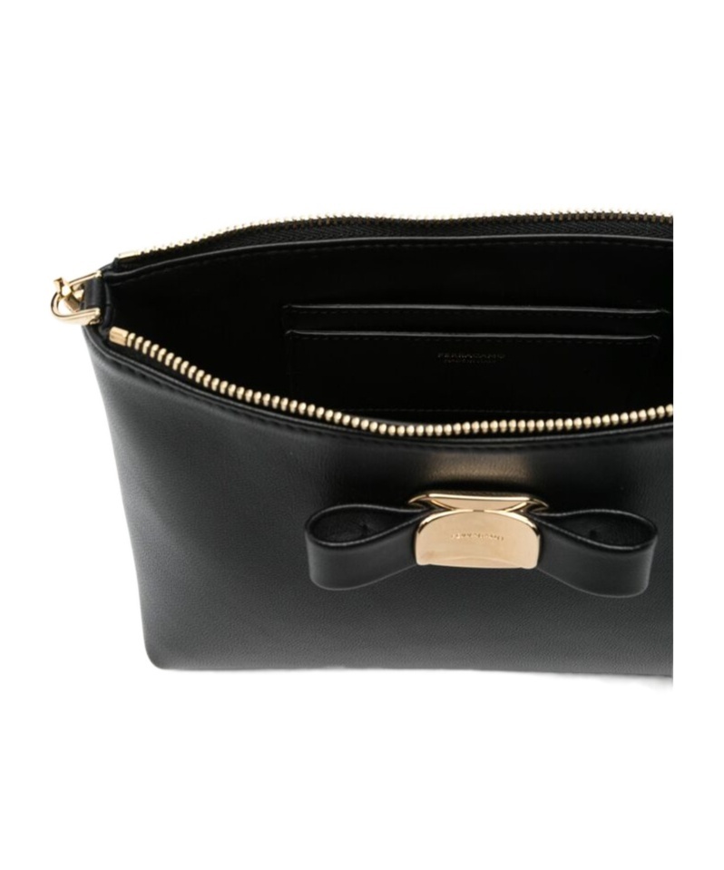 Shop Ferragamo Zippered Shoulder Bag In Black