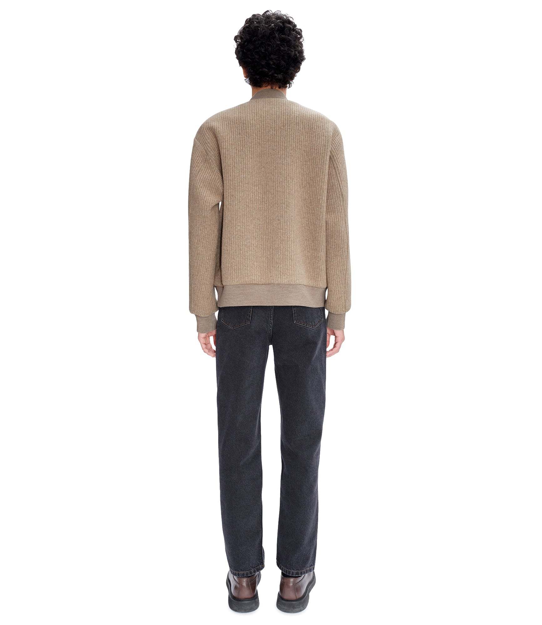 Apc Knitted Bomber Jacket In Nude