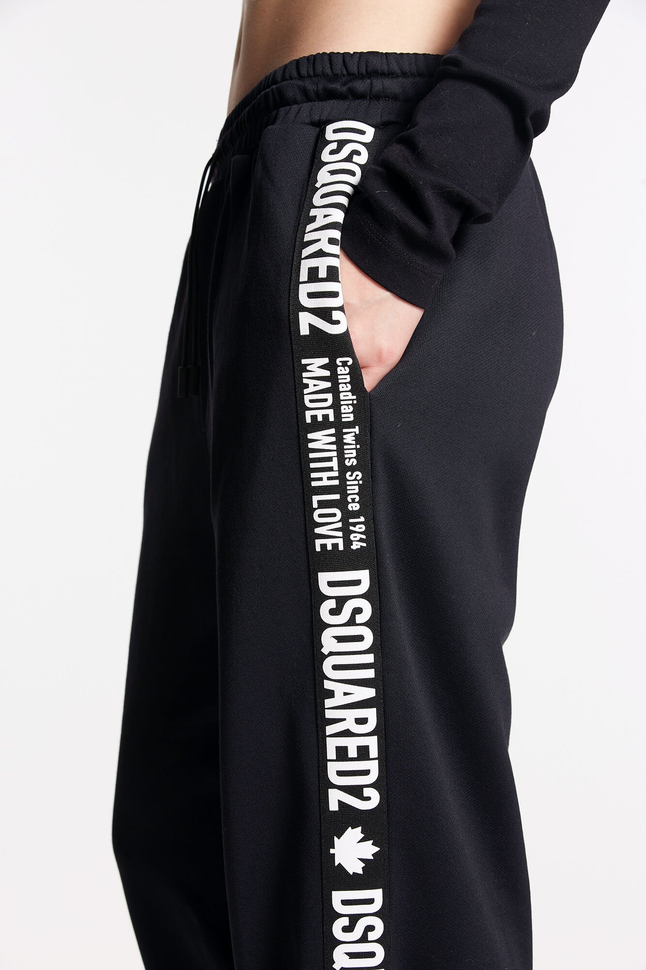 Dsquared2 Logo-tape Cotton Track Pants In Black