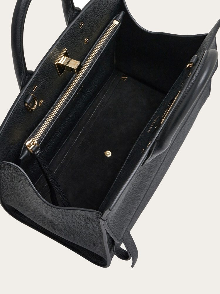 Ferragamo Salvatore  Studio Gancini Tote Bag In Black