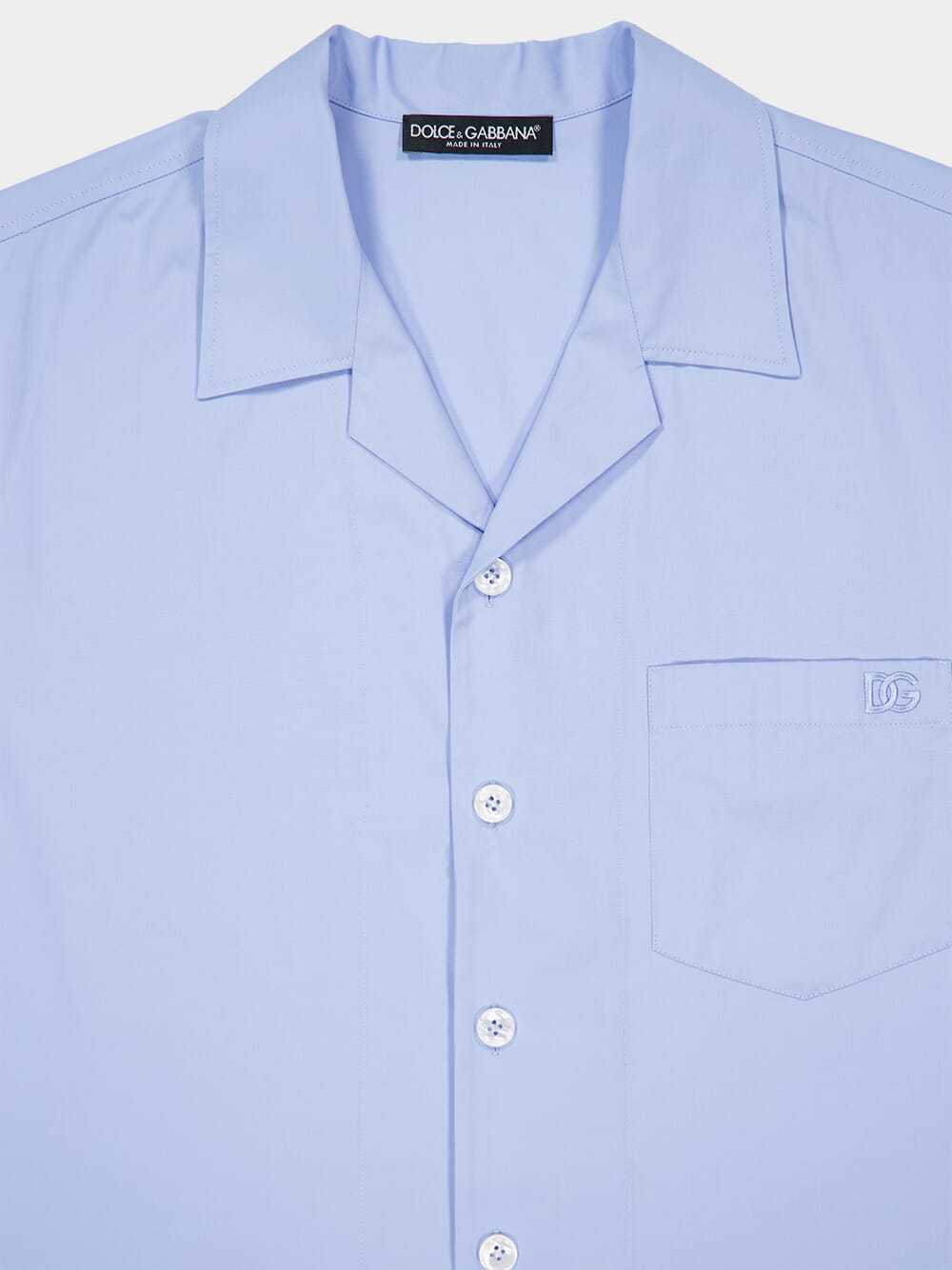 Dolce & Gabbana Revere-collar Pocket Shirt In Blue