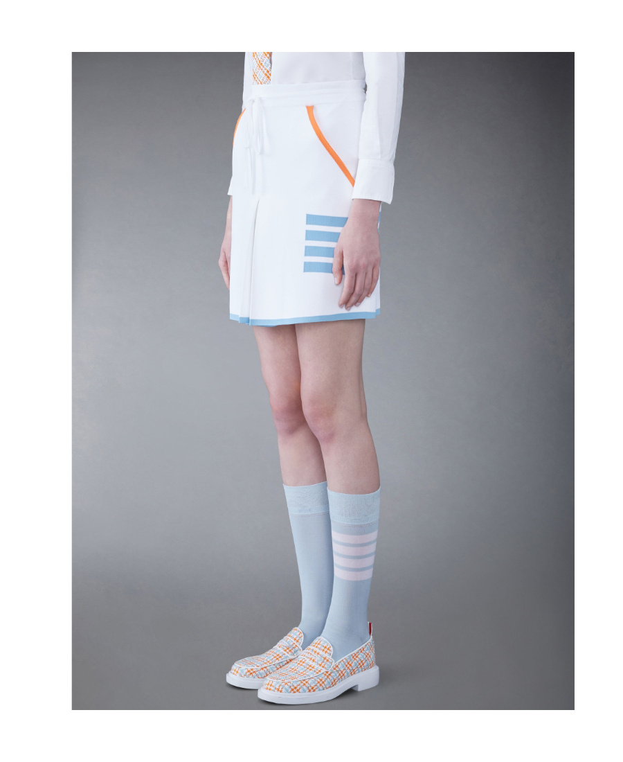 Thom Browne 4-bar Stripe Box Pleat Miniskirt In Blue