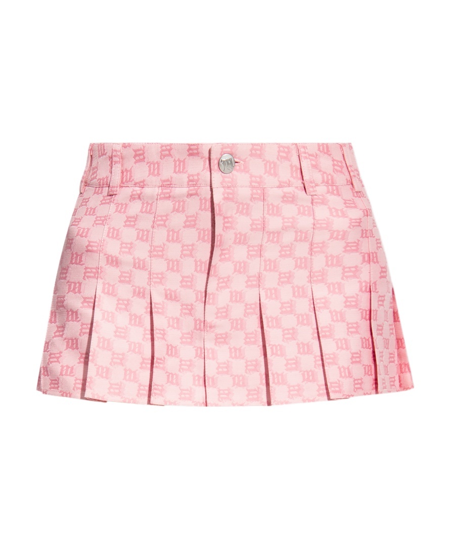 Misbhv Pink Classic Monogram Pleated Miniskirt In Pink