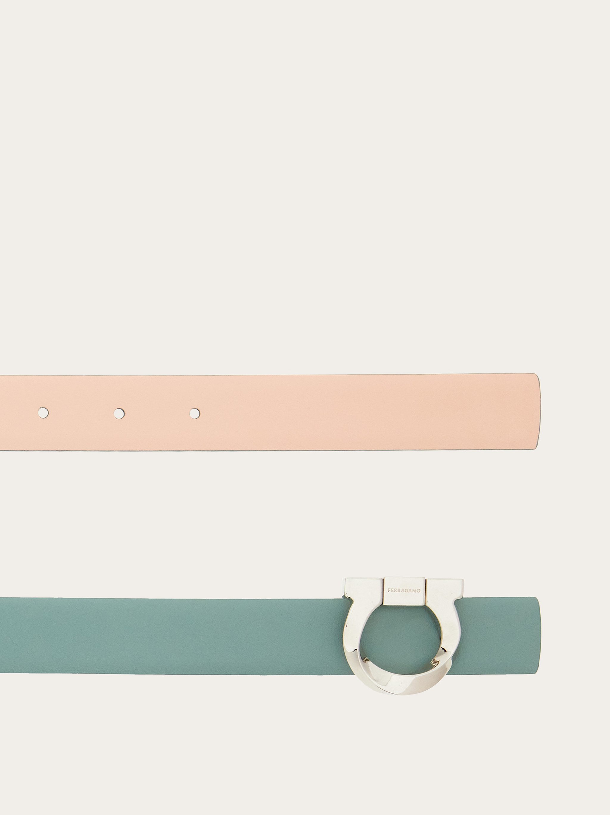 Ferragamo Gancini Double-sided Belt In Nude
