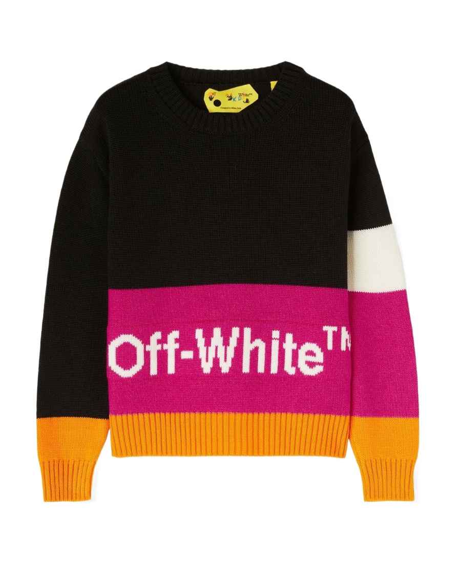 OFF-WHITE COLOUR-BLOCK CREW NECK JUMPER
