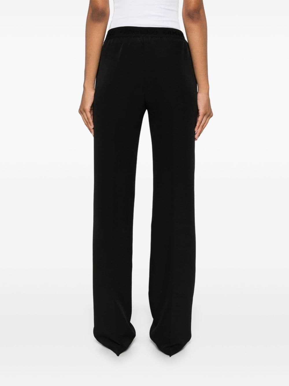 Ermanno Firenze Black Logo-waistband Cady Trousers In Black