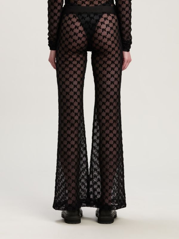 Shop Palm Angels Printed Gauze Pants In Black