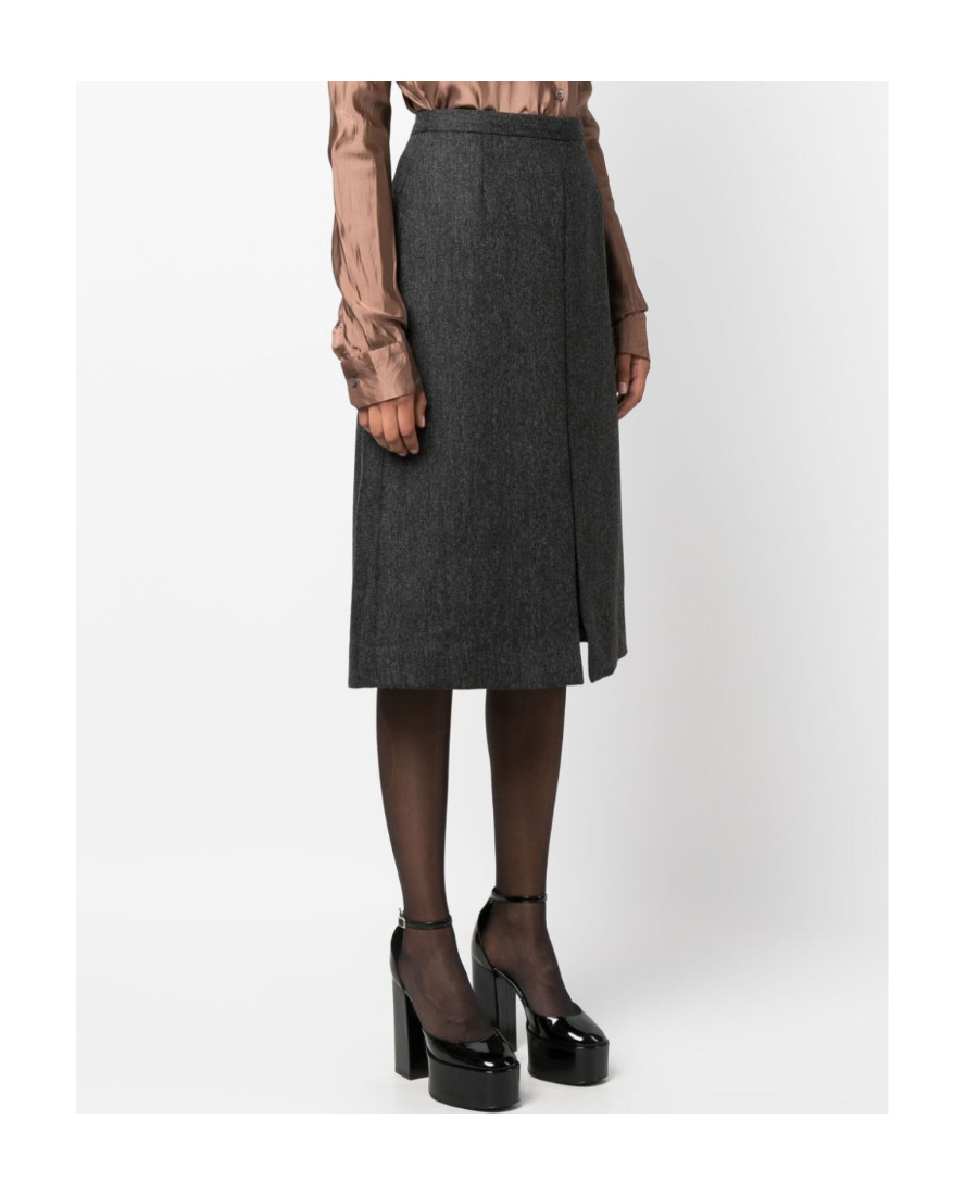 Dries Van Noten Split Half Skirt In Front Of High Waist In Black