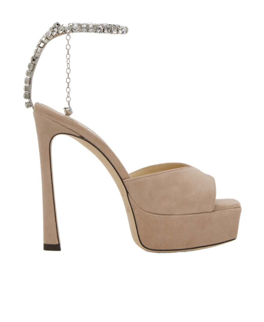 Jimmy Choo Crystal High-heeled Sandals In Nude