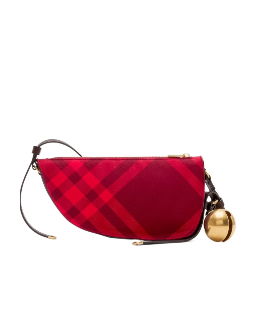 Burberry Mini Shield Check-pattern Shoulder Bag In Red