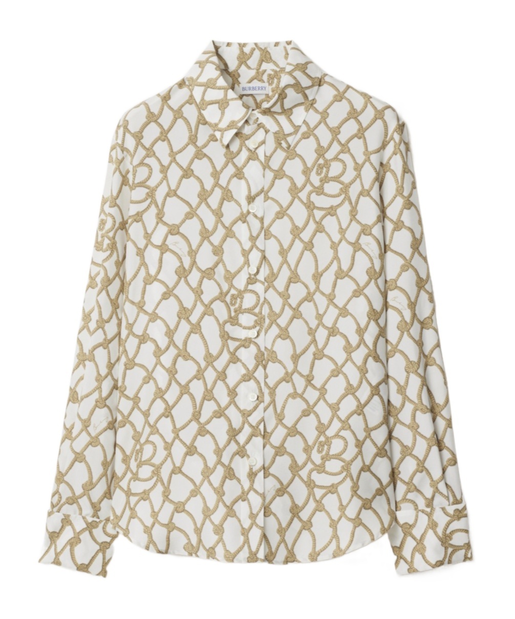 Burberry Printed Silk Shirt In Thatch
