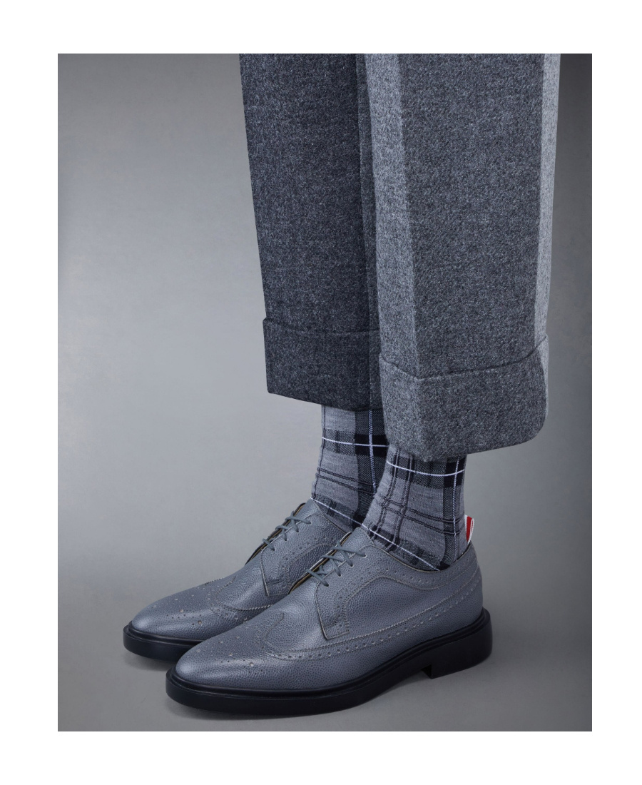 Thom Browne Almond-toe Leather Brogues In Gray