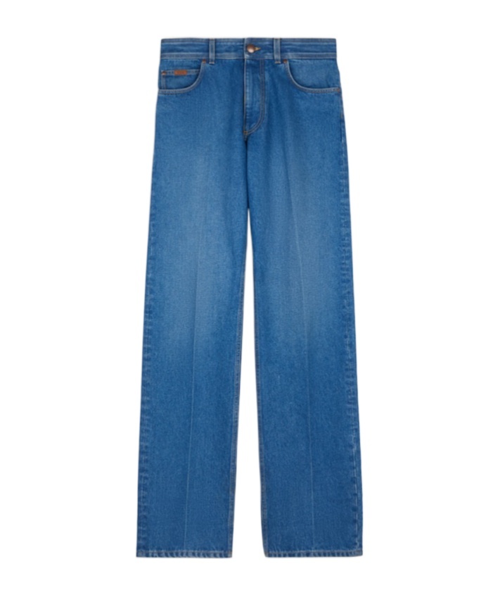 Tod's Leather-patch Five-pocket Jeans In Blue