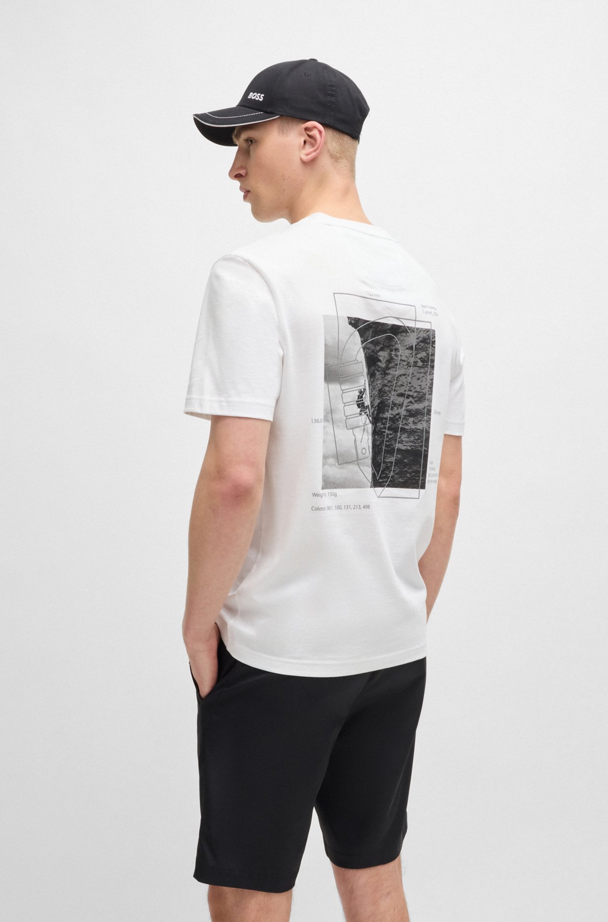 Hugo Boss Cotton-jersey Regular-fit T-shirt With Carabiner Artwork In White
